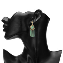 Load image into Gallery viewer, TRIBAL ZONE DESIGNER GREEN DANGLER EARRING