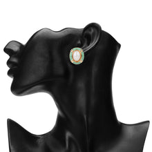 Load image into Gallery viewer, TRIBAL ZONE ELEGANT GREEN   GOLDEN STUD EARRING