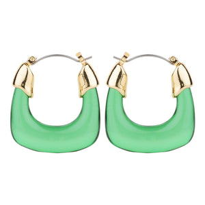 TRIBAL ZONE CLASSY GREEN  HOOP EARRING