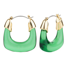 Load image into Gallery viewer, TRIBAL ZONE CLASSY GREEN  HOOP EARRING