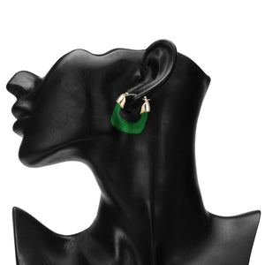 TRIBAL ZONE CLASSY GREEN  HOOP EARRING