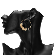 Load image into Gallery viewer, TRIBAL ZONE DESGINER GOLDEN HOOP EARRING