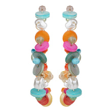 Load image into Gallery viewer, TRIBAL ZONE CHUNKY MULTICOLOR  C HOOP EARRING