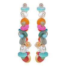 Load image into Gallery viewer, TRIBAL ZONE CHUNKY MULTICOLOR  C HOOP EARRING