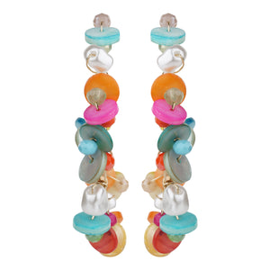 TRIBAL ZONE CHUNKY MULTICOLOR  C HOOP EARRING