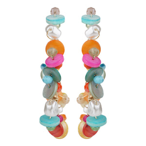 TRIBAL ZONE CHUNKY MULTICOLOR  C HOOP EARRING