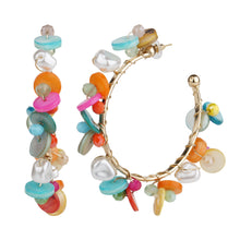 Load image into Gallery viewer, TRIBAL ZONE CHUNKY MULTICOLOR  C HOOP EARRING