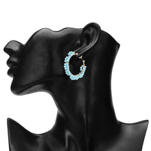 Load image into Gallery viewer, TRIBAL ZONE CLASSY SKY BLUE BEADS C HOOP EARRING