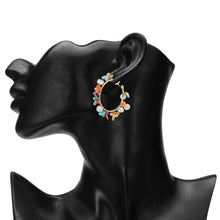 Load image into Gallery viewer, TRIBAL ZONE CHUNKY MULTICOLOR  C HOOP EARRING