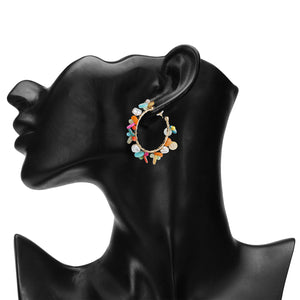 TRIBAL ZONE CHUNKY MULTICOLOR  C HOOP EARRING