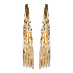 TRIBAL ZONE CLASSY GOLDEN LONG C HOOP EARRING
