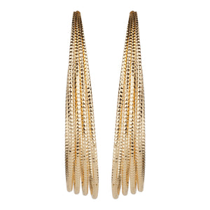 TRIBAL ZONE CLASSY GOLDEN LONG C HOOP EARRING