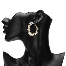 Load image into Gallery viewer, TRIBAL ZONE CHUNKY WHITE C HOOP  EARRING