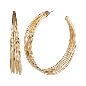 TRIBAL ZONE CLASSY GOLDEN LONG C HOOP EARRING