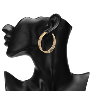 TRIBAL ZONE CLASSY GOLDEN LONG C HOOP EARRING