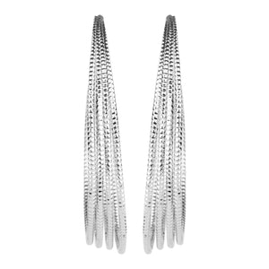 TRIBAL ZONE CLASSY SILVER LONG  C HOOP EARRING