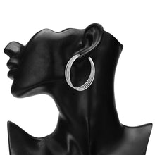 Load image into Gallery viewer, TRIBAL ZONE CLASSY SILVER LONG  C HOOP EARRING