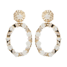 Load image into Gallery viewer, TRIBAL ZONE ROYAL  WHITE FLORAL DESGIN EARRINGS
