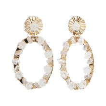 Load image into Gallery viewer, TRIBAL ZONE ROYAL  WHITE FLORAL DESGIN EARRINGS