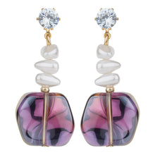 Load image into Gallery viewer, TRIBAL ZONE GLOSSY STONE DROP EARRING