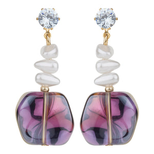 TRIBAL ZONE GLOSSY STONE DROP EARRING