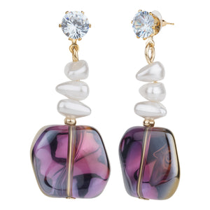 TRIBAL ZONE GLOSSY STONE DROP EARRING