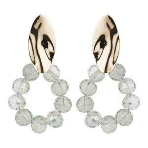 TRIBAL ZONE GOREGEOUS GREEN BEAD GOLDEN DROP EARRING