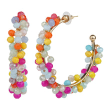 Load image into Gallery viewer, TRIBAL ZONE FUNKY MULTICOLOR BEADS HOOP EARRING