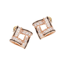 Load image into Gallery viewer, TRIBAL ZONE BEAUTIFUL CZ STONE SQUARE GOLDEN STUD EARRING