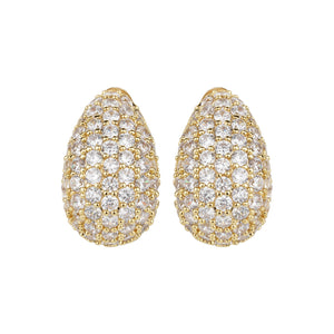 TRIBAL ZONE ROYAL CZ STONE GOLDEN STUD EARRING