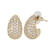 Load image into Gallery viewer, TRIBAL ZONE ROYAL CZ STONE GOLDEN STUD EARRING