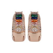 Load image into Gallery viewer, TRIBAL ZONE STYLISH MULTI COLOR ZX STONE ROSE GOLD  LEVER BACK EARRING