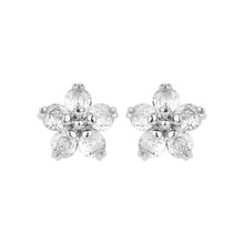 Load image into Gallery viewer, TRIBAL ZONE PRETTY ZX STONE FLORAL SILVER  STUD EARRING