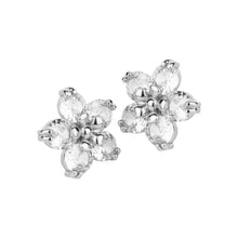 Load image into Gallery viewer, TRIBAL ZONE PRETTY ZX STONE FLORAL SILVER  STUD EARRING