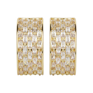 TRIBAL ZONE STUNNING CZ STONE GOLDEN STUD EARRING