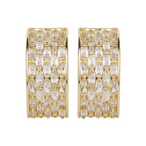 TRIBAL ZONE STUNNING CZ STONE GOLDEN STUD EARRING