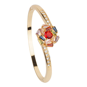 TRIBAL ZONE CLASSY MULTICOLOR FLORAL BANGLE ROSE GOLD BRECELATE