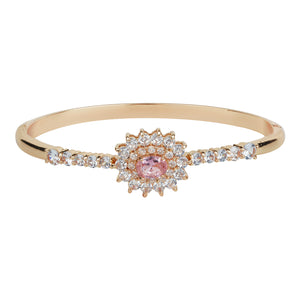 TRIBAL ZONE ROYAL MULTI COLOR STONE FLORAL BANGLE GOLDEN BRECELATE