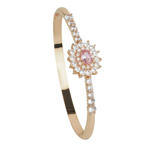 TRIBAL ZONE ROYAL MULTI COLOR STONE FLORAL BANGLE GOLDEN BRECELATE