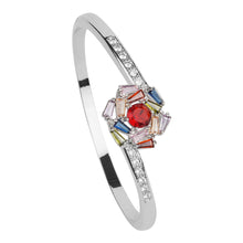 Load image into Gallery viewer, TRIBAL ZONE CLASSY MULTICOLOR FLORAL BANGLE SILVER  BRECELATE