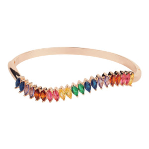 TRIBAL ZONE ELEGNT MULTICOLOR STONE BANGLE ROSE GOLD  BRECELATE