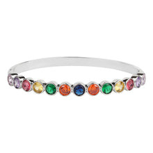 Load image into Gallery viewer, TRIBAL ZONE FUNKY MULTICOLOR STONE BANGLE SILVER   BRECELATE