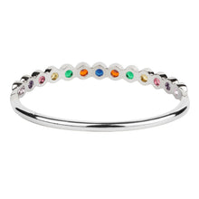 Load image into Gallery viewer, TRIBAL ZONE FUNKY MULTICOLOR STONE BANGLE SILVER   BRECELATE
