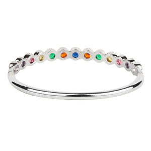 TRIBAL ZONE FUNKY MULTICOLOR STONE BANGLE SILVER   BRECELATE