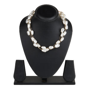 TRIBAL ZONE BEAUTIFUL PEARL PRINCESS GOLDEN NECKLACE