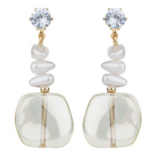 Load image into Gallery viewer, TRIBAL ZONE GLOSSY SEA STONE DROP EARRING