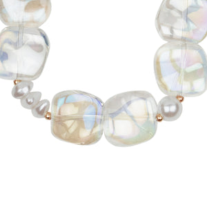 TRIBAL ZONE GLOSSY WHITE SEA  STONE BRECELATE