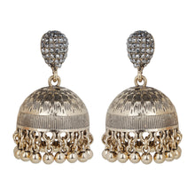 Load image into Gallery viewer, Gold Antique Textured Jhumka Earrings