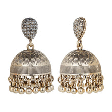 Load image into Gallery viewer, Gold Antique Textured Jhumka Earrings