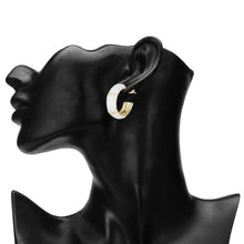 Load image into Gallery viewer, Gold-Plated White Enamel Chunky Open Hoop Earrings